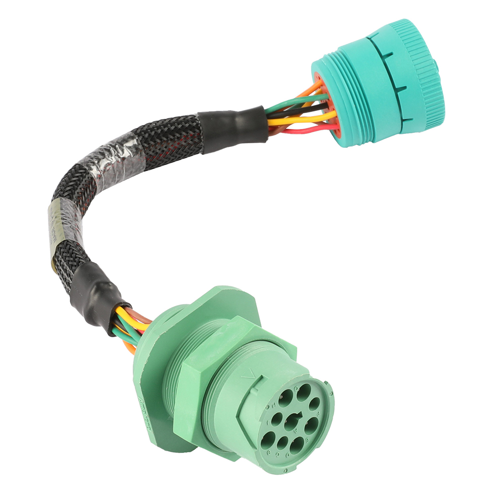 Green Type 2 9-Pin J1939 Female To 9Pin J1939 Male Cable